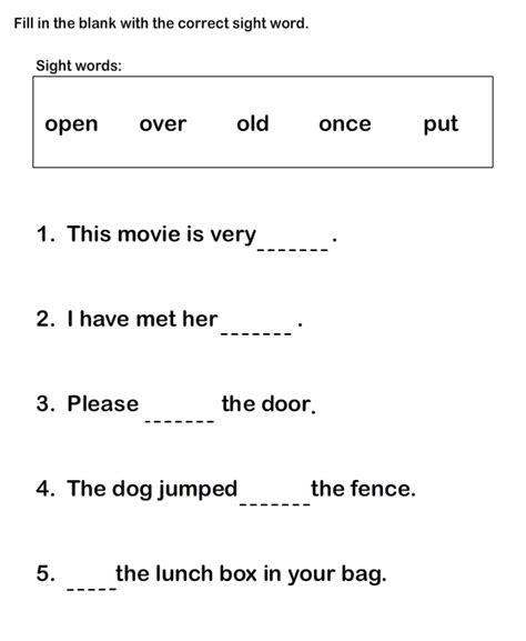Fill In The Blank Worksheets For First Grade Fill In The Verb To