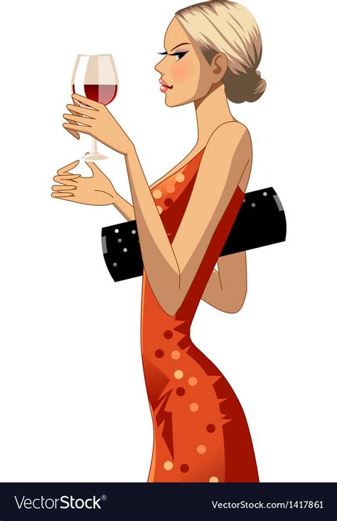 Woman With Wine Royalty Free Vector Image Vectorstock