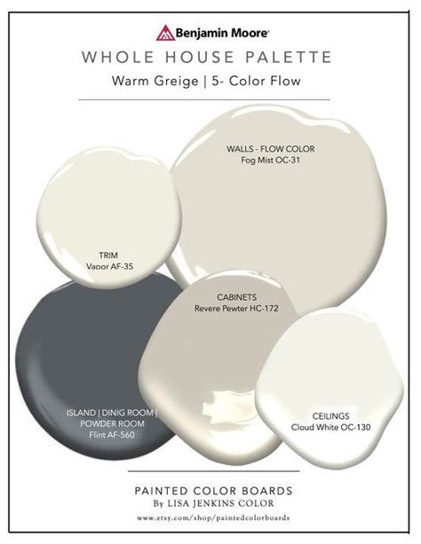 Warm Greige Whole House Paint Palette Set Of 5 Painted Etsy In 2022