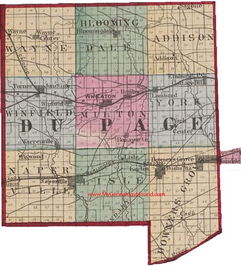 Dupage County Illinois 1870 Map