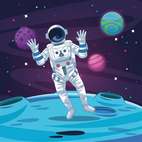Premium Vector Astronaut In The Galaxy Cartoon