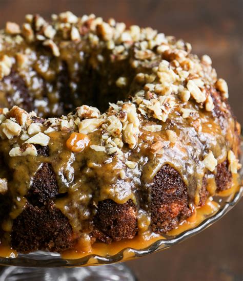 The Hungry Hounds— Apple Walnut Bundt Cake With Caramel Glaze
