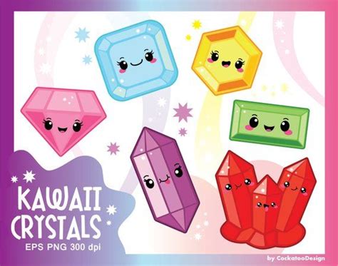 Kawaii Clipart Gems Clipart Crystal Clipart Gemstone Clipart