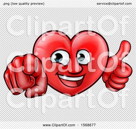 Clipart Of A Cartoon Happy Red Love Heart Character Pointing At You And