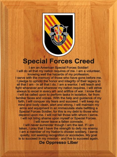 Special Forces Creed Plaquearmy Plaquemilitary Plaqueretirement