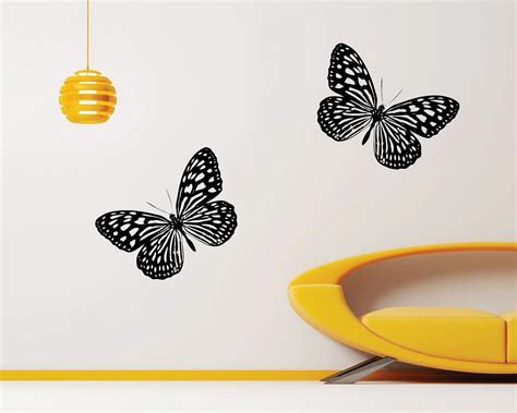 Black Large Butterflies Wall Decal On A White Wall Butterfly Wall