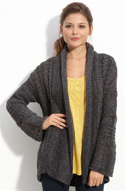 Caslon Open Front Cabled Cardigan Nordstrom