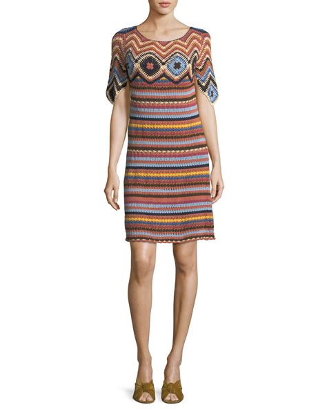 See By Chloe Striped Knit Short Sleeve Cotton Dress Neiman Marcus