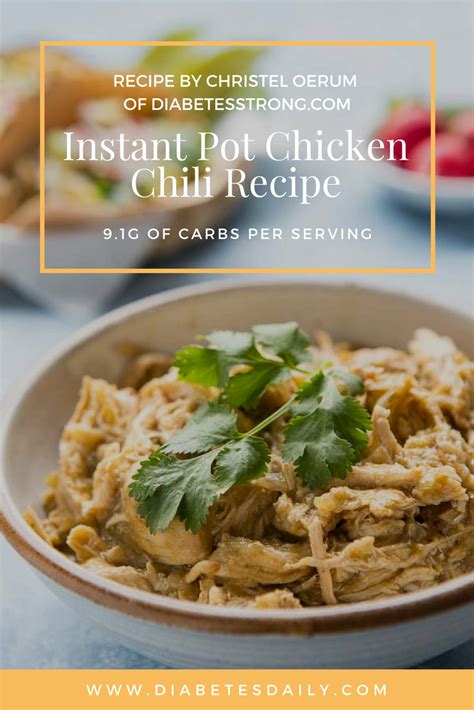 All you have to do is sauté the garlic and onions (you can do that in the instant pot on the sauté setting), dump in the rest of your ingredients, set the timer for 10 minutes, and then let the instant pot work its magic. Instant Pot Chicken Chili - Diabetes Daily | Recipe ...