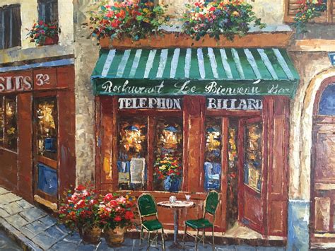 Great savings & free delivery / collection on many items. Original French Impressionist Paris Montmarte Street City Cafe Scene Canvas Oil Painting Framed ...