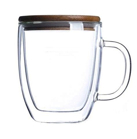 double wall 16 oz borosilicate glass coffee mug cup with cap glass designs