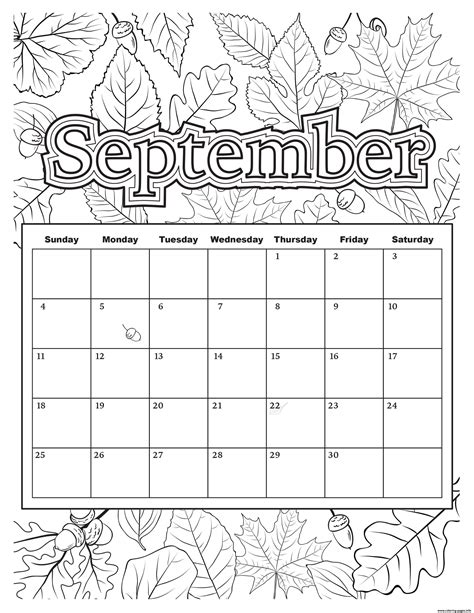 September Calendar Printables