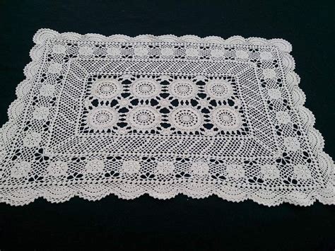 Vintage Ecru Natural Cotton Crocheted Rectangular Lace Doilyplacemat
