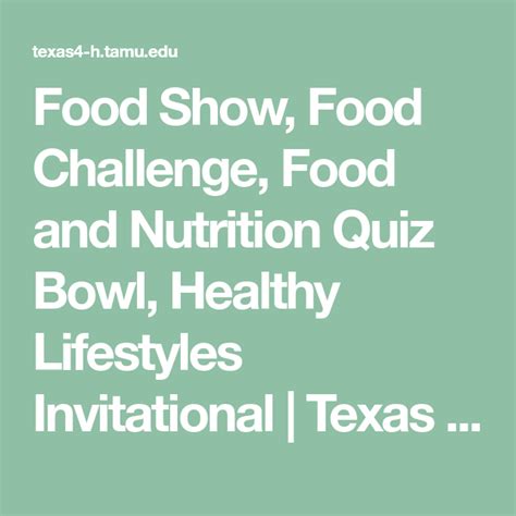 Food Show, Food Challenge, Food and Nutrition Quiz Bowl ...
