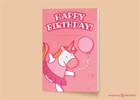 Pink Unicorn Birthday Card Vector Download