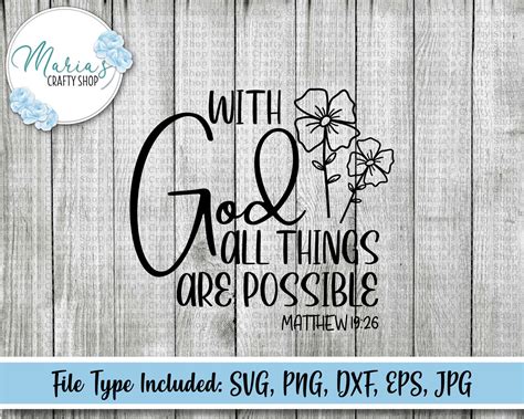 With God All Things Are Possible Svg Matthew 1926 Svg Bible Etsy