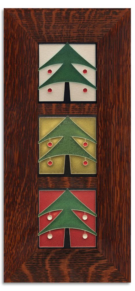 4x4 Christmas Tree Framed Tile Set Motawi Tileworks