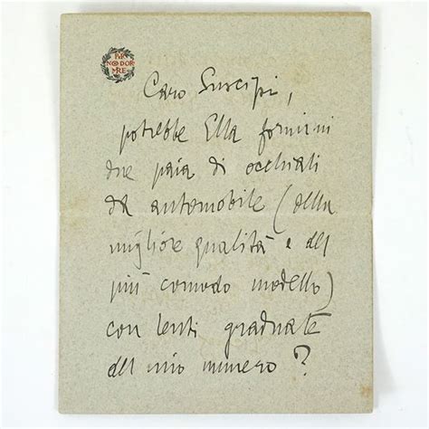 Gabriele D Annunzio Lettera Autografa Manoscritta A Penna Nera Su