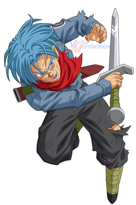 Trunks has light purple hair, and blue eyes that are shaped like vegeta's. Dragon Ball Super - Trunks by VictorMontecinos on DeviantArt