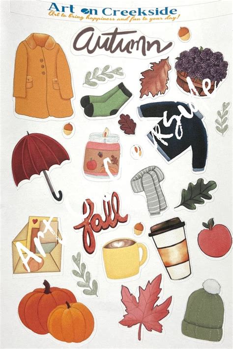 Fall And Autumn Stickers Sheet To Add Fun To Journals Laptops