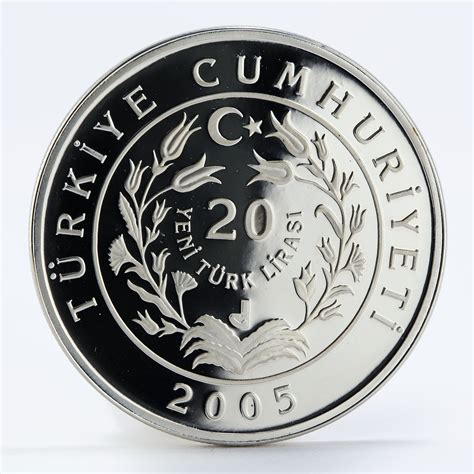 Turkey 20 Lira Kangal Dog Animal Proof Silver Coin 2005 Coinsberg