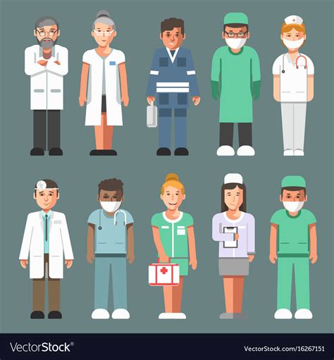 Medical Staff In Uniforms Isolated Cartoon Vector Image