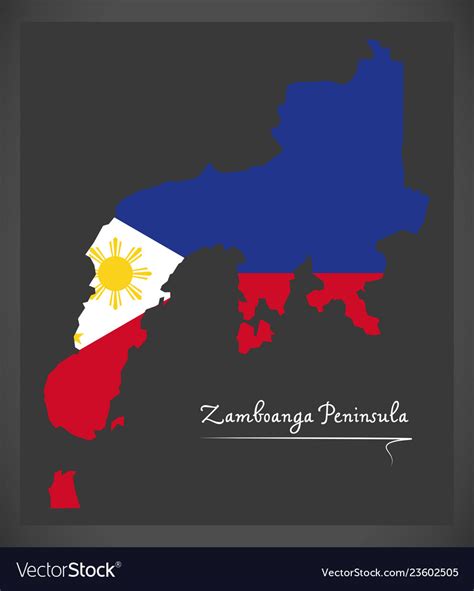Zamboanga Peninsula Map Philippines Royalty Free Vector