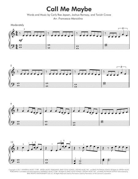 Call Me Maybe Easy Piano By Carly Rae Jepsen Digital Sheet Music