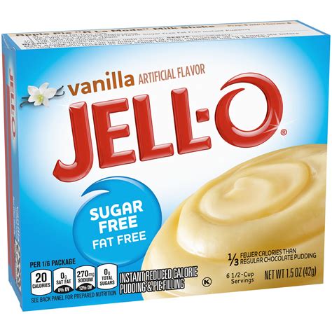 Jell O Sugar Free Vanilla Instant Pudding Mix 15 Oz Box
