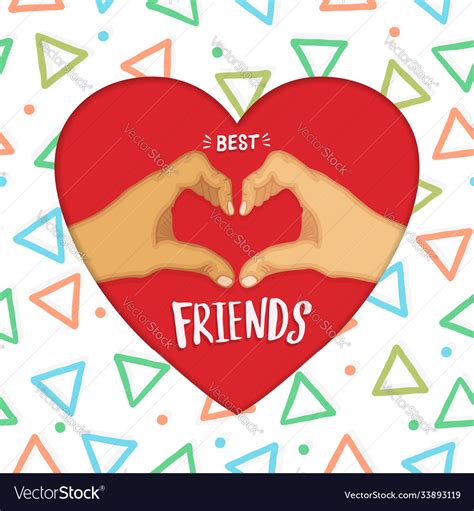 Best Friends Love Heart Shape Hand Sign Cartoon Vector Image
