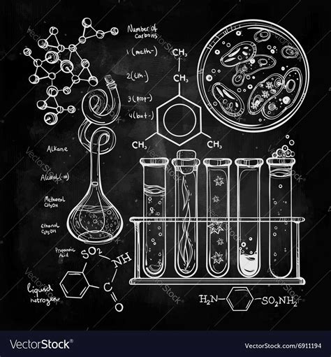 Hand Drawn Science Beautiful Vintage Lab Icons Sketch Set Vector Illustration Back To School