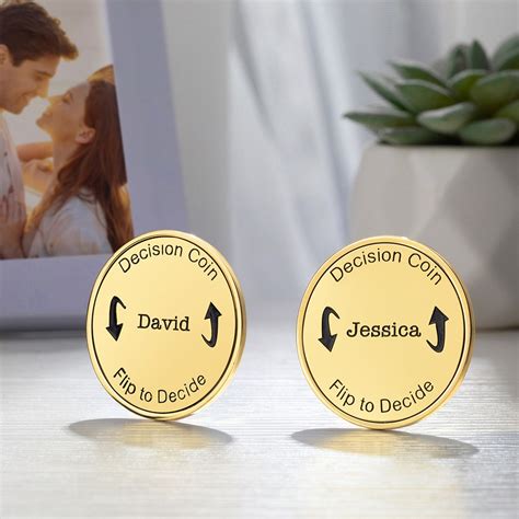 Personalized Flip To Decide Coin Decision Coin Custom Engraved Brass Coin Couples Flip Coin