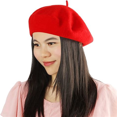 french beret lightweight casual classic solid color wool beret red cb12jknswwr