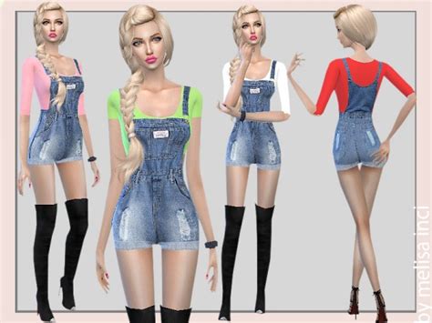 The Sims Resource Women Denim Overalls By Melisa Inci Sims 4 Downloads