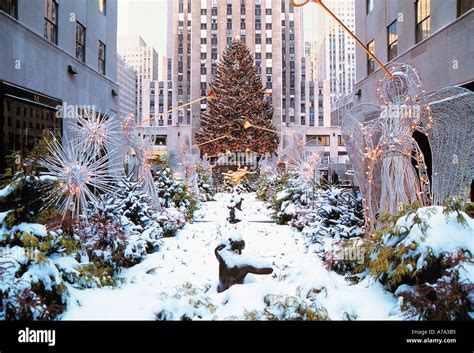 Christmas Tree Rockefeller Center Manhattan New York Stock Photo Alamy