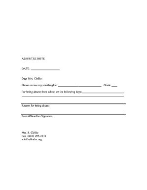 Maybe you would like to learn more about one of these? Fillable please excuse my daughter absent school - Edit ...