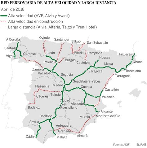 Map Of Spain High Speed Rail Lines In 2018 Rtransitdiagrams