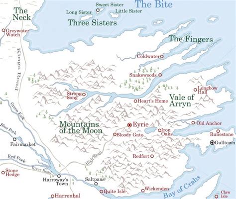 Vale Of Arryn A Wiki Of Ice And Fire Arryn Game Of Thrones Map