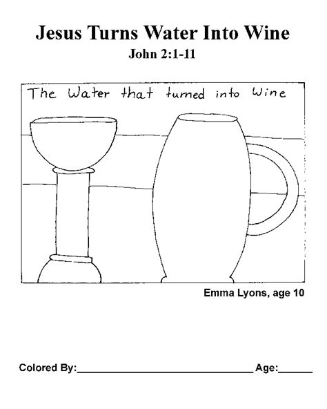 Kids Color Me Bible Gospel Of John Chapter 9 Jesus Turns Water Into