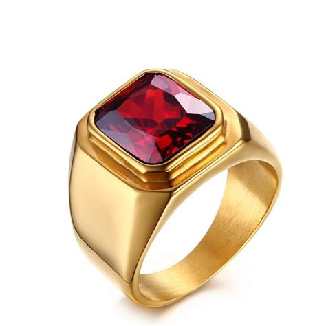 2017 New 18kgp Plated Gold Ring Designs For Men Natural Red Coral Ring