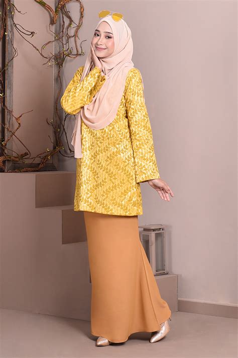 Baju Kurung Kedah Lace Gemima Honey Gold Muslimahclothing