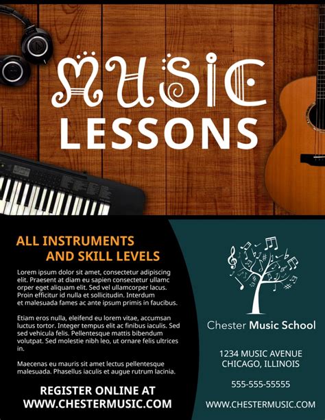 Free music flyers template by designhill. Beautiful Music Lesson Flyer Template | MyCreativeShop