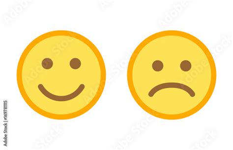 Happy And Sad Emoji Smiley Faces Flat Vector Color Icon For Apps And