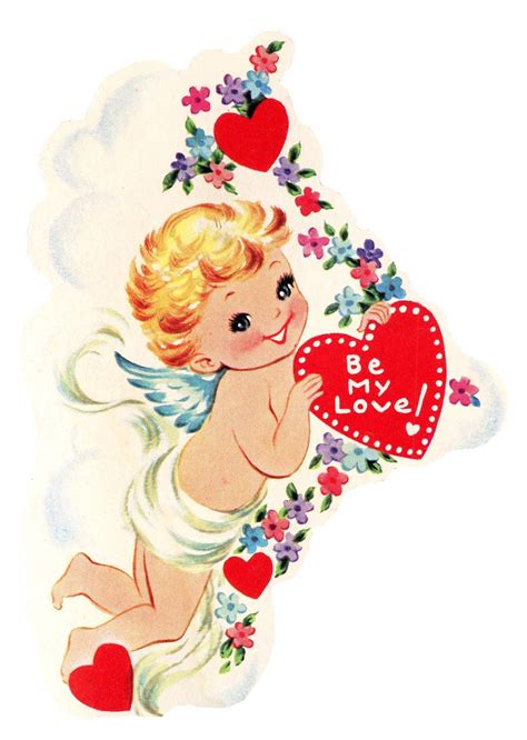 Free Vintage Image Cupid With Heart Clip Art Graphics And Pictures