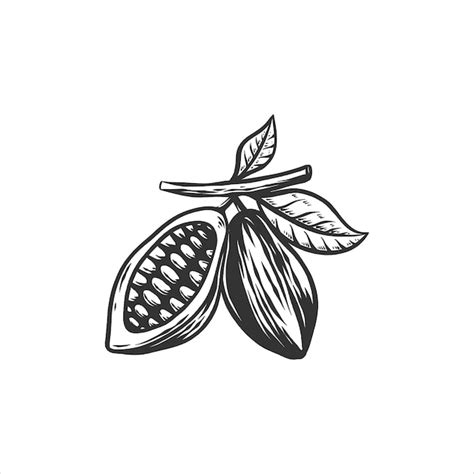 Ilustración De Dibujado A Mano De Fruta De Cacao Vector Premium