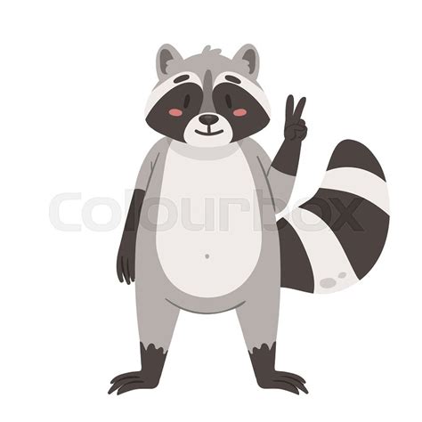 Cartoon Raccoon Character Isolated Vector Bandit Stock Vector
