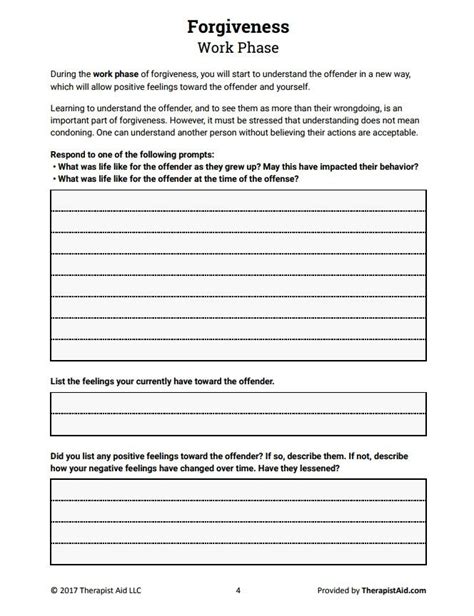 Worksheet Forgiveness 4 Therapy Worksheets Counseling Worksheets