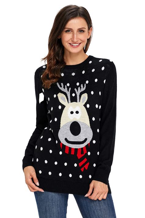 Black Christmas Sweater Sweaters Reindeer Sweater Christmas