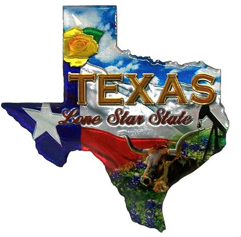 Texas The Lone Star State Jumbo Artwood Foil Fridge Magnet