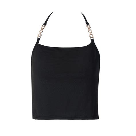 My Trendy And Unique Whats New Sexy Style Chain Strap Cowl Neck Halter Neck Crop Top Black Are